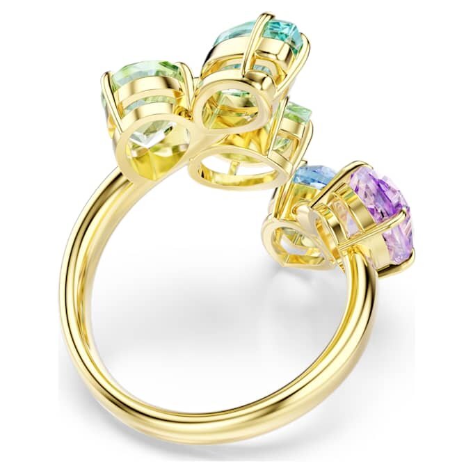 Anillo de cóctel Gema con cortes variados, multicolor, chapado en tono dorado Anillo de cóctel Gema con cortes variados, multicolor, chapado en tono dorado