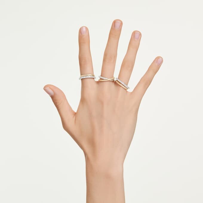 Anillo de cóctel Hyperbola, corte redondo, blanco, acabado en metales mixtos Anillo de cóctel Hyperbola, corte redondo, blanco, acabado en metales mixtos