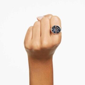Anillo de cóctel Lucent gris, chapado en rodio