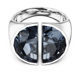 Anillo de cóctel Lucent gris, chapado en rodio