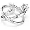 Anillo de cóctel Matrix con perla de cristal, corte redondo, blanco, chapado en rodio Anillo de cóctel Matrix con perla de cristal, corte redondo, blanco, chapado en rodio