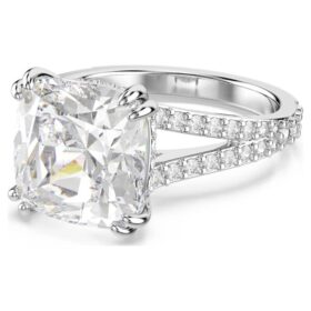 Anillo de cóctel Stilla, corte cuadrado, pavé, blanco, chapado en rodio Anillo de cóctel Stilla, corte cuadrado, pavé, blanco, chapado en rodio