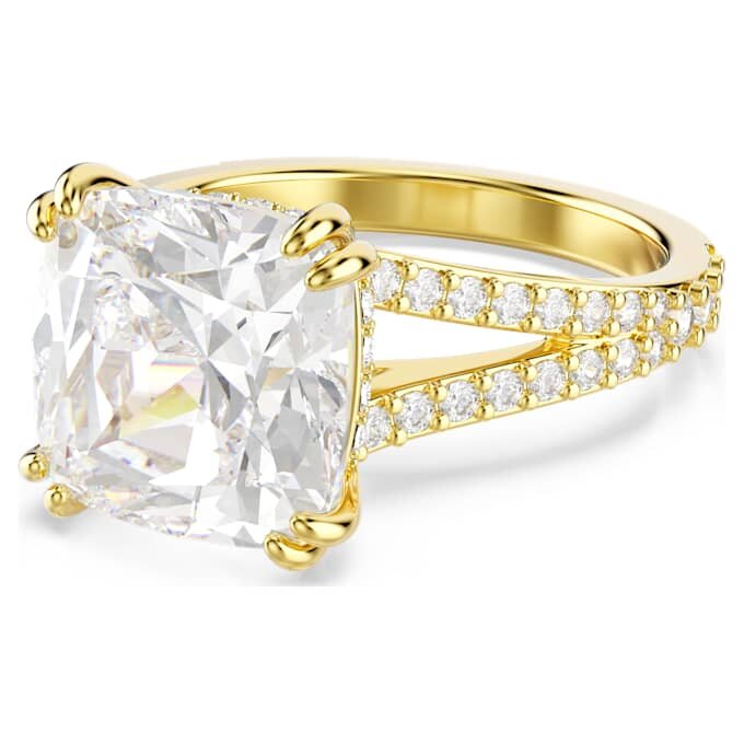 Anillo de cóctel Stilla, corte cuadrado, pavé, blanco, chapado en tono dorado Anillo de cóctel Stilla, corte cuadrado, pavé, blanco, chapado en tono dorado