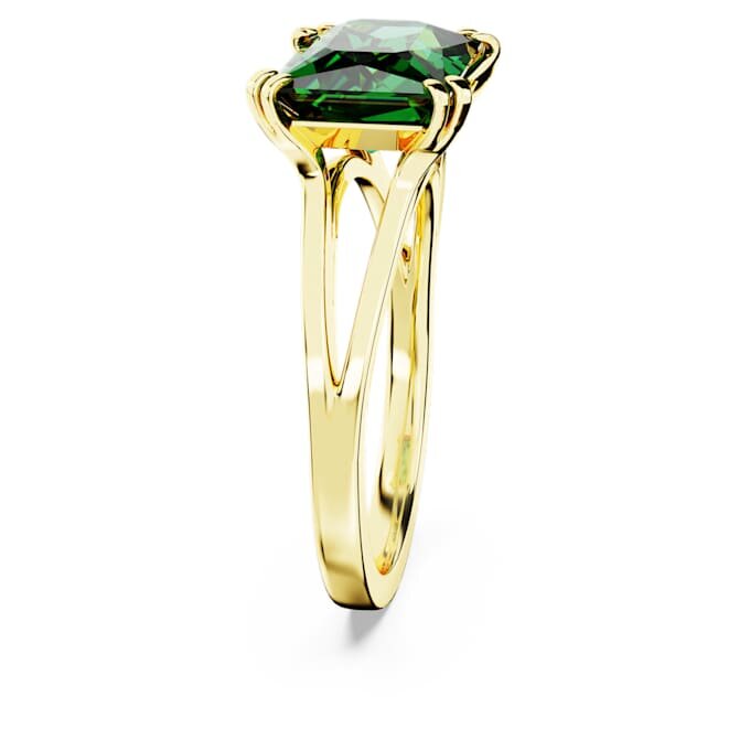 Anillo de cóctel Stilla, corte rectangular, verde, chapado en tono dorado Anillo de cóctel Stilla, corte rectangular, verde, chapado en tono dorado