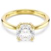 Anillo de cóctel Stilla, corte redondo, blanco, chapado en tono dorado Anillo de cóctel Stilla, corte redondo, blanco, chapado en tono dorado