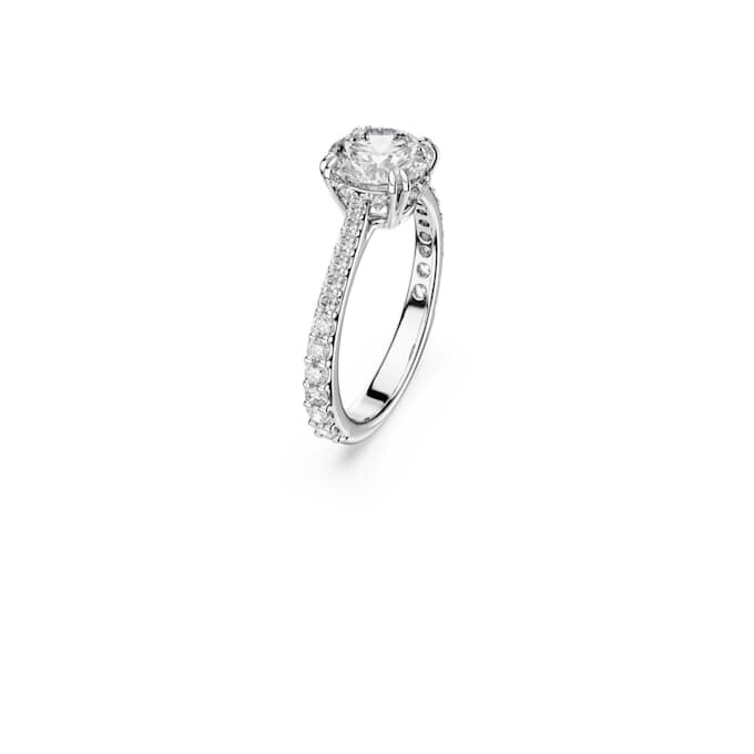Anillo de cóctel Stilla, corte redondo, pavé, blanco, acabado plateado Anillo de cóctel Stilla, corte redondo, pavé, blanco, acabado plateado