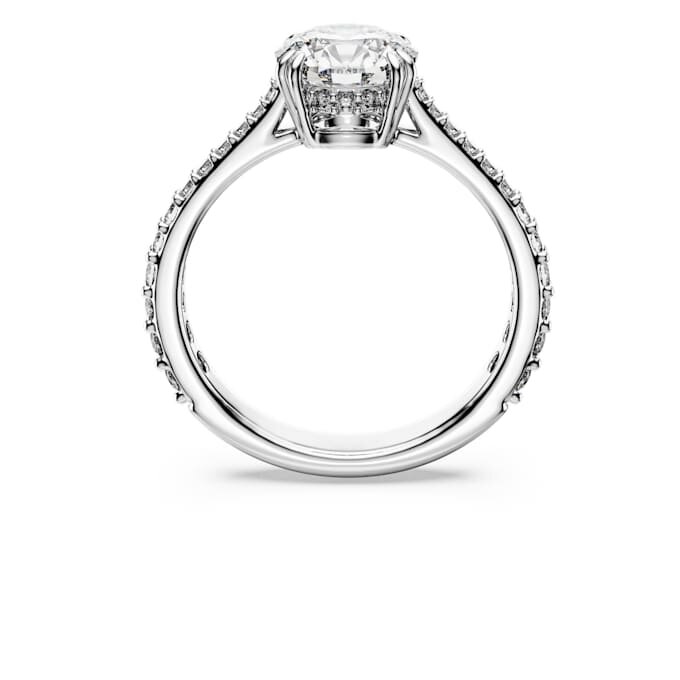 Anillo de cóctel Stilla, corte redondo, pavé, blanco, acabado plateado Anillo de cóctel Stilla, corte redondo, pavé, blanco, acabado plateado