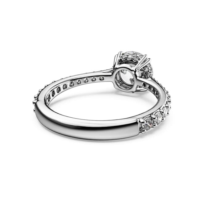 Anillo de cóctel Stilla, corte redondo, pavé, blanco, acabado plateado Anillo de cóctel Stilla, corte redondo, pavé, blanco, acabado plateado