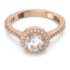 Anillo de cóctel Una Angelic, corte redondo, pavé, blanco, chapado en tono oro rosa Anillo de cóctel Una Angelic, corte redondo, pavé, blanco, chapado en tono oro rosa
