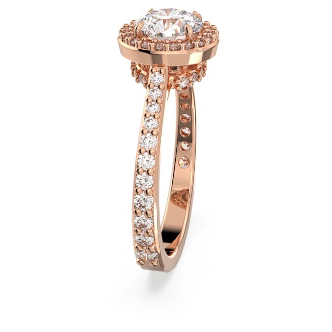 Anillo de cóctel Una Angelic, corte redondo, pavé, blanco, chapado en tono oro rosa Anillo de cóctel Una Angelic, corte redondo, pavé, blanco, chapado en tono oro rosa