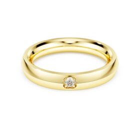 Anillo de eternidad con diamantes cultivados en laboratorio, 0,05 quilates en total, forma redonda, oro amarillo de 14 quilates Anillo de eternidad con diamantes cultivados en laboratorio, 0,05 quilates en total, forma redonda, oro amarillo de 14 quilates