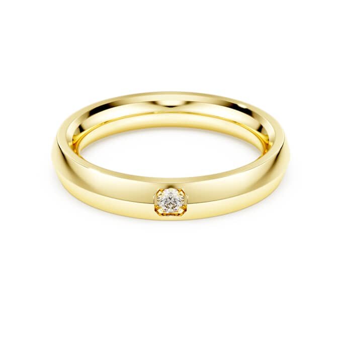 Anillo de eternidad con diamantes cultivados en laboratorio, 0,05 quilates en total, forma redonda, oro amarillo de 14 quilates Anillo de eternidad con diamantes cultivados en laboratorio, 0,05 quilates en total, forma redonda, oro amarillo de 14 quilates