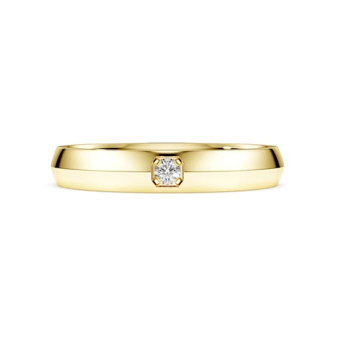 Anillo de eternidad con diamantes cultivados en laboratorio, 0,05 quilates en total, forma redonda, oro amarillo de 14 quilates Anillo de eternidad con diamantes cultivados en laboratorio, 0,05 quilates en total, forma redonda, oro amarillo de 14 quilates