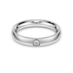 Anillo de eternidad con diamantes cultivados en laboratorio, 0,05 quilates en total, forma redonda, oro blanco de 14 quilates
