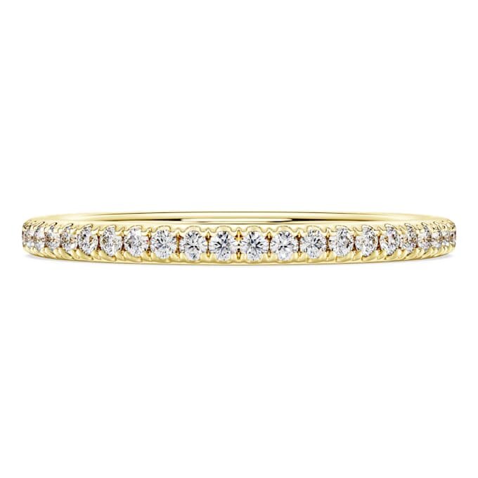 Anillo de eternidad con diamantes cultivados en laboratorio, 0,2 ct en total, forma redonda, oro amarillo de 14K Anillo de eternidad con diamantes cultivados en laboratorio, 0,2 ct en total, forma redonda, oro amarillo de 14K