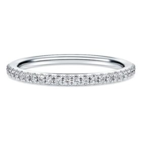 Anillo de eternidad con diamantes cultivados en laboratorio, 0,2 quilates en total, forma redonda, oro blanco de 14 quilates Anillo de eternidad con diamantes cultivados en laboratorio, 0,2 quilates en total, forma redonda, oro blanco de 14 quilates