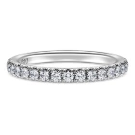 Anillo de eternidad con diamantes cultivados en laboratorio, 0,4 ct en total, forma redonda, oro blanco de 14K Anillo de eternidad con diamantes cultivados en laboratorio, 0,4 ct en total, forma redonda, oro blanco de 14K