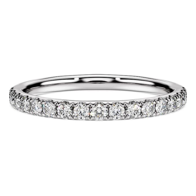 Anillo de eternidad con diamantes cultivados en laboratorio, 0,4 ct en total, forma redonda, plata de ley Anillo de eternidad con diamantes cultivados en laboratorio, 0,4 ct en total, forma redonda, plata de ley
