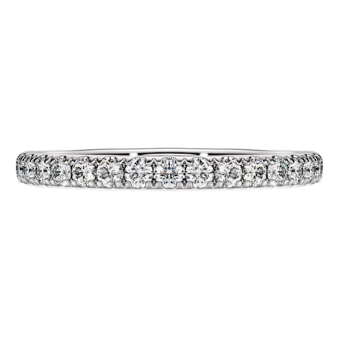 Anillo de eternidad con diamantes cultivados en laboratorio, 0,4 ct en total, forma redonda, plata de ley Anillo de eternidad con diamantes cultivados en laboratorio, 0,4 ct en total, forma redonda, plata de ley