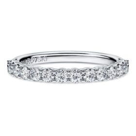 Anillo de eternidad con diamantes cultivados en laboratorio, 0,5 ct en total, forma redonda, oro blanco de 14K Anillo de eternidad con diamantes cultivados en laboratorio, 0,5 ct en total, forma redonda, oro blanco de 14K
