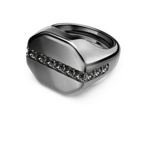Anillo Dextera de forma octogonal, talla redonda, negro, chapado en rutenio Anillo Dextera de forma octogonal, talla redonda, negro, chapado en rutenio
