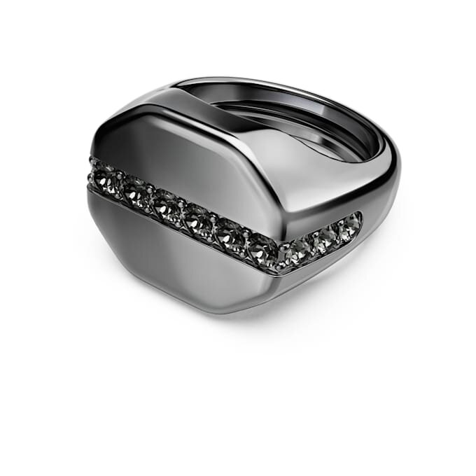 Anillo Dextera de forma octogonal, talla redonda, negro, chapado en rutenio Anillo Dextera de forma octogonal, talla redonda, negro, chapado en rutenio