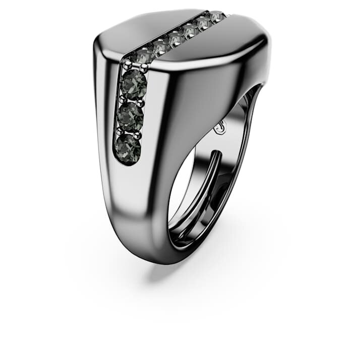 Anillo Dextera de forma octogonal, talla redonda, negro, chapado en rutenio Anillo Dextera de forma octogonal, talla redonda, negro, chapado en rutenio