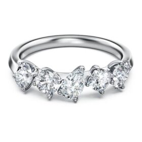 Anillo Galaxy con diamantes cultivados en laboratorio, 1 Ct Tw, formas variadas, oro blanco de 14K Anillo Galaxy con diamantes cultivados en laboratorio, 1 Ct Tw, formas variadas, oro blanco de 14K