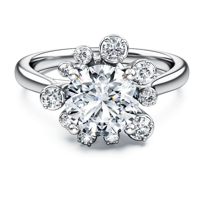 Anillo Galaxy con diamantes cultivados en laboratorio, 2 ct en total, forma redonda, oro blanco de 14K Anillo Galaxy con diamantes cultivados en laboratorio, 2 ct en total, forma redonda, oro blanco de 14K