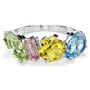 Anillo Gema con cortes mixtos, multicolor, chapado en rodio Anillo Gema con cortes mixtos, multicolor, chapado en rodio
