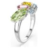 Anillo Gema con cortes mixtos, multicolor, chapado en rodio Anillo Gema con cortes mixtos, multicolor, chapado en rodio