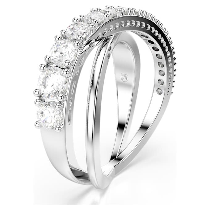 Anillo Hyperbola con cortes mixtos, blanco, acabado plateado Anillo Hyperbola con cortes mixtos, blanco, acabado plateado