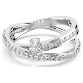 Anillo Hyperbola con cortes mixtos, blanco, chapado en rodio Anillo Hyperbola con cortes mixtos, blanco, chapado en rodio
