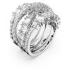 Anillo Hyperbola con cortes mixtos, blanco, chapado en rodio Anillo Hyperbola con cortes mixtos, blanco, chapado en rodio