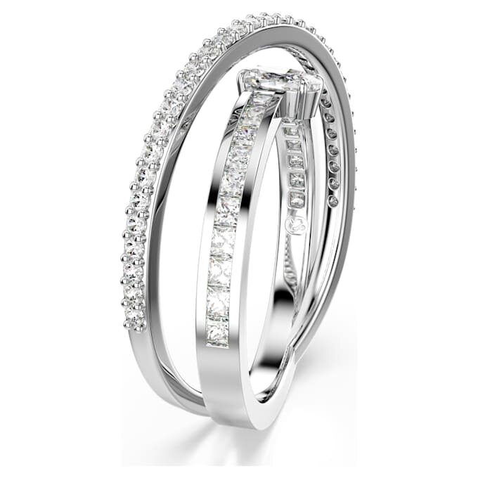 Anillo Hyperbola con cortes mixtos, blanco, chapado en rodio Anillo Hyperbola con cortes mixtos, blanco, chapado en rodio