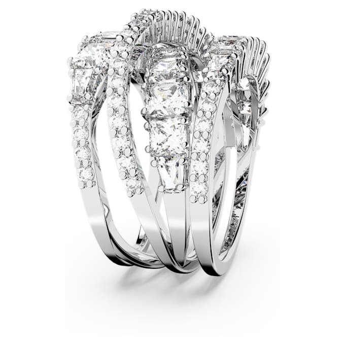 Anillo Hyperbola con cortes mixtos, blanco, chapado en rodio Anillo Hyperbola con cortes mixtos, blanco, chapado en rodio