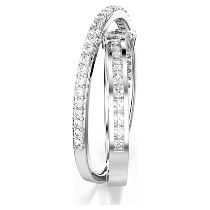 Anillo Hyperbola con cortes mixtos, blanco, chapado en rodio Anillo Hyperbola con cortes mixtos, blanco, chapado en rodio