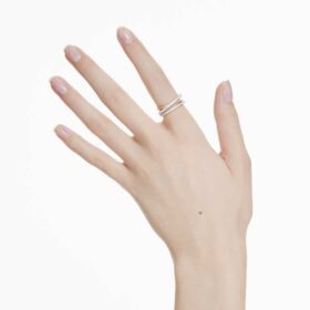 Anillo «Hyperbola» con cortes variados, blanco, acabado en metales mixtos