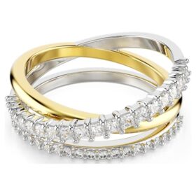 Anillo «Hyperbola» con cortes variados, blanco, acabado en metales mixtos