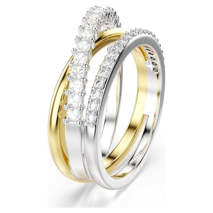 Anillo «Hyperbola» con cortes variados, blanco, acabado en metales mixtos Anillo «Hyperbola» con cortes variados, blanco, acabado en metales mixtos