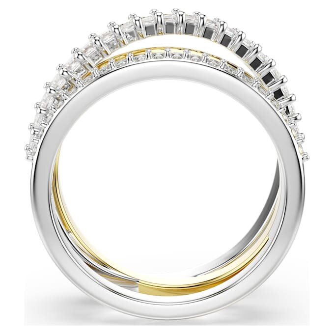 Anillo «Hyperbola» con cortes variados, blanco, acabado en metales mixtos Anillo «Hyperbola» con cortes variados, blanco, acabado en metales mixtos