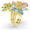 Anillo Idyllia con cortes variados, flor, multicolor, chapado en tono dorado Anillo Idyllia con cortes variados, flor, multicolor, chapado en tono dorado