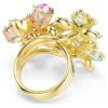 Anillo Idyllia con cortes variados, flor, multicolor, chapado en tono dorado Anillo Idyllia con cortes variados, flor, multicolor, chapado en tono dorado