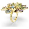 Anillo Idyllia con cortes variados, pavé, flor, multicolor, chapado en tono dorado Anillo Idyllia con cortes variados, pavé, flor, multicolor, chapado en tono dorado