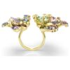 Anillo Idyllia con cortes variados, pavé, flor, multicolor, chapado en tono dorado Anillo Idyllia con cortes variados, pavé, flor, multicolor, chapado en tono dorado