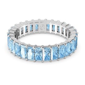 Anillo Matrix con corte baguette, azul, chapado en rodio