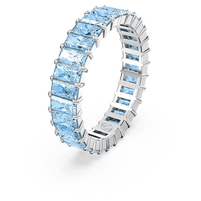 Anillo Matrix con corte baguette, azul, chapado en rodio Anillo Matrix con corte baguette, azul, chapado en rodio