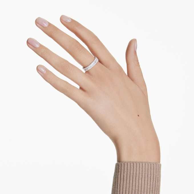 Anillo Matrix con corte baguette, blanco, acabado plateado Anillo Matrix con corte baguette, blanco, acabado plateado