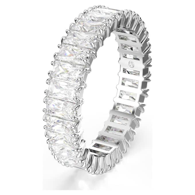 Anillo Matrix con corte baguette, blanco, acabado plateado Anillo Matrix con corte baguette, blanco, acabado plateado