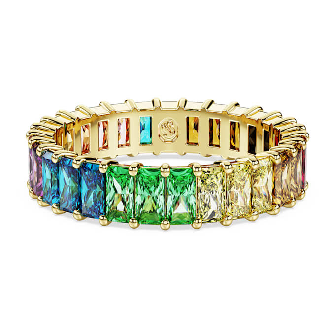Anillo Matrix con corte baguette, multicolor, chapado en tono dorado Anillo Matrix con corte baguette, multicolor, chapado en tono dorado
